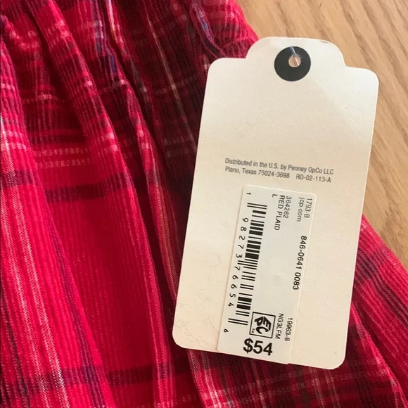 St. John's Bay NWT Womens Long Flared Skirt Red Plaid Cotton Women's - Picture 4 of 11